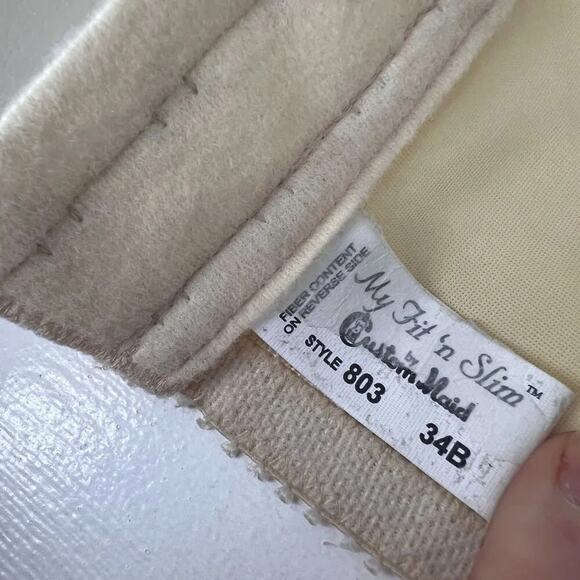 Vintage Fit n Slim Custom Maid Longline Bra 34B Ivory Pinup Rockbilly - Picture 4 of 7